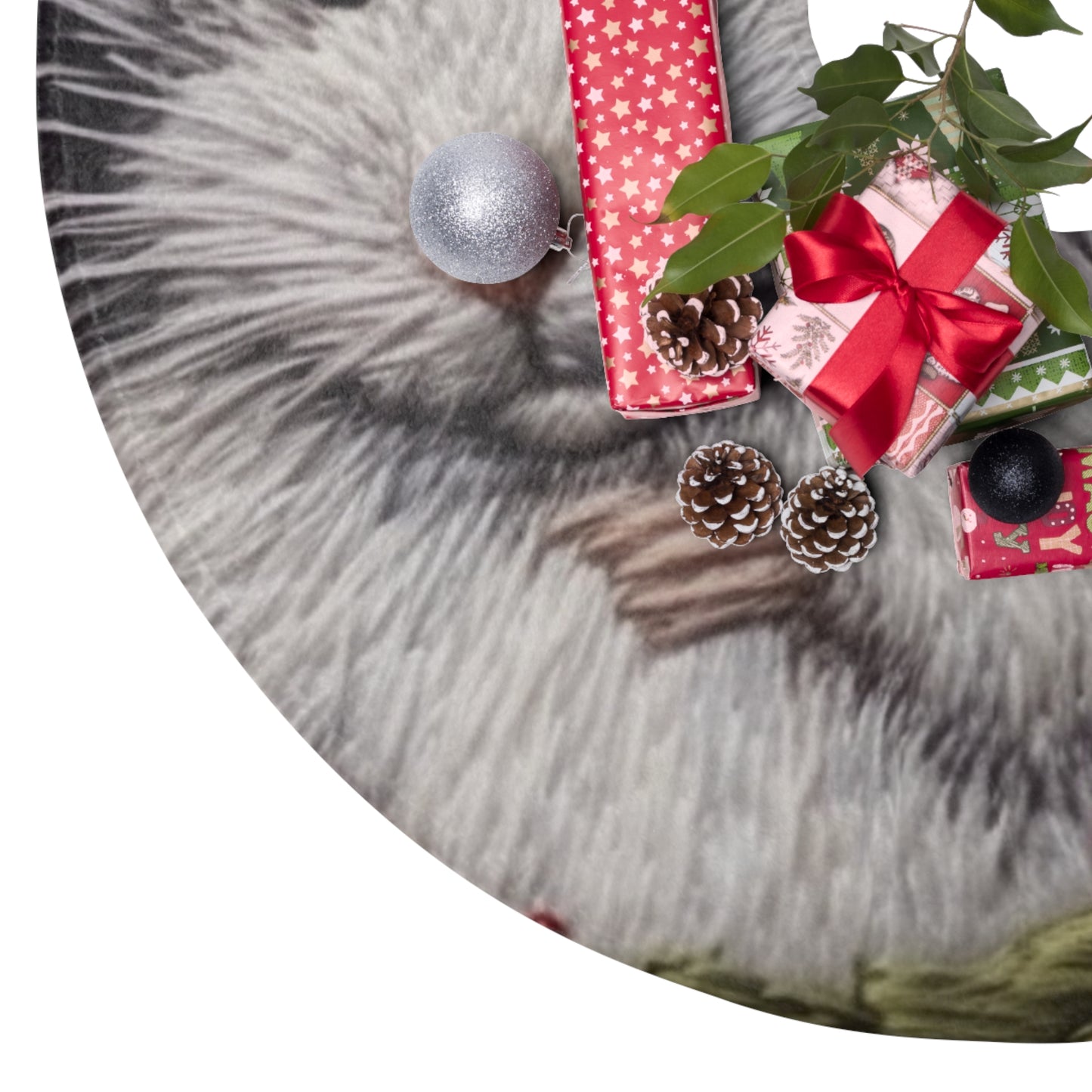 Christmas Mouse in Santa Hat, Festive Holiday Rodent, Winter Creature Design - Christmas Tree Skirts