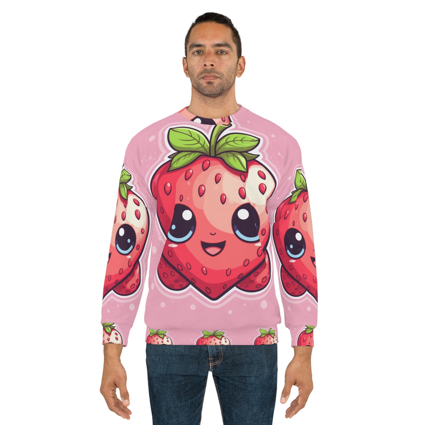 Kawaii Strawberry Adventure - Anime Classic Traditional Japanese Fruit - Otaku Artwork - Sudadera unisex (AOP) 