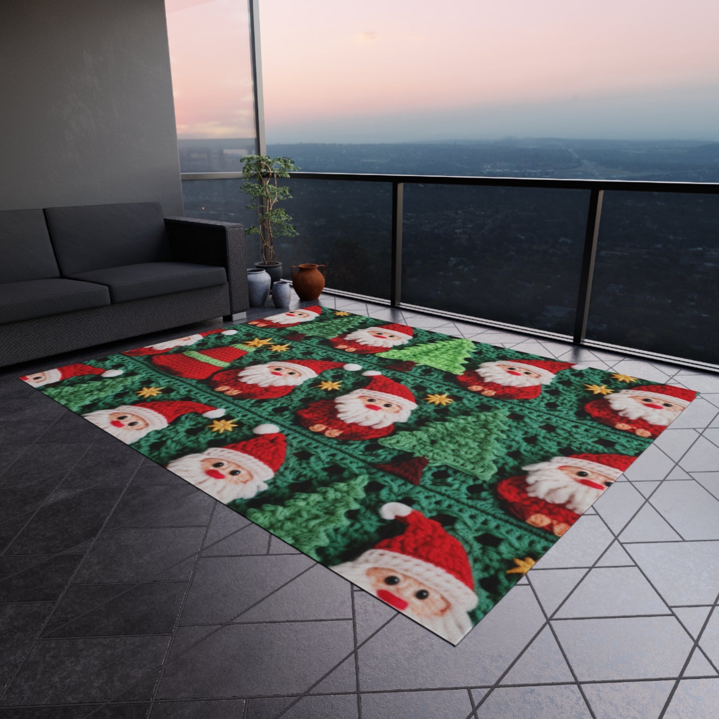 Santa Claus Crochet Pattern, Christmas Design, Festive Holiday Decor, Father Christmas Motif. Perfect for Yuletide Celebration - Outdoor Rug