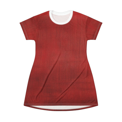 Juicy Red Berry Blast: Denim Fabric Inspired Design - T-Shirt Dress (AOP)