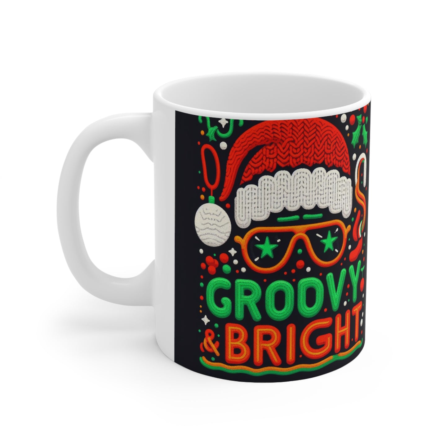 Funky Santa Vibes - Cool Christmas Yule with Starry Shades & Festive Cheer - Ceramic Mug 11oz