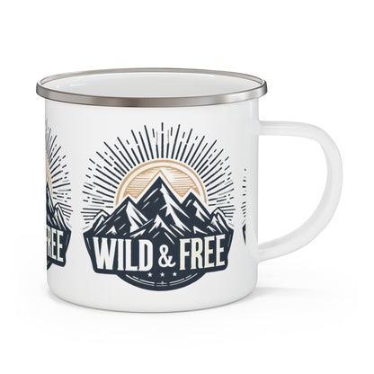 Wild and Free - Embrace Outdoors, Cozy Comfort Adventure Seekers - Enamel Camping Mug