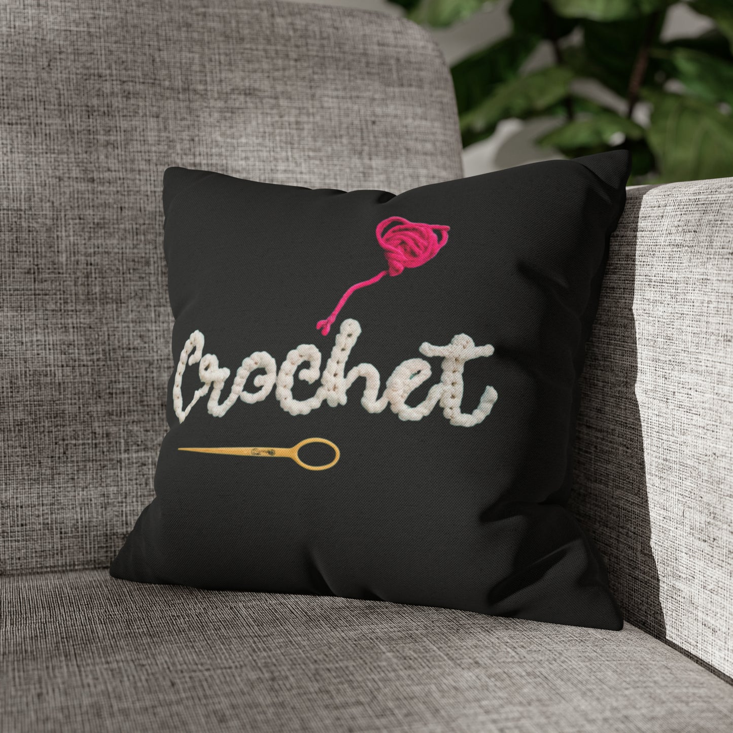 Crochet Love Gift - Heartfelt Fabric Fashion Collector Style - Spun Polyester Square Pillow Case