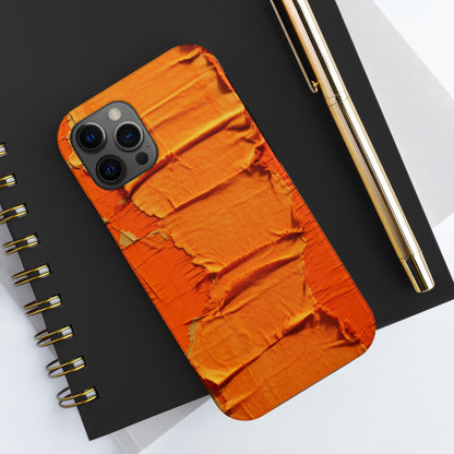 Fiery Citrus Orange: Edgy Distressed, Denim-Inspired Fabric - Tough Phone Cases