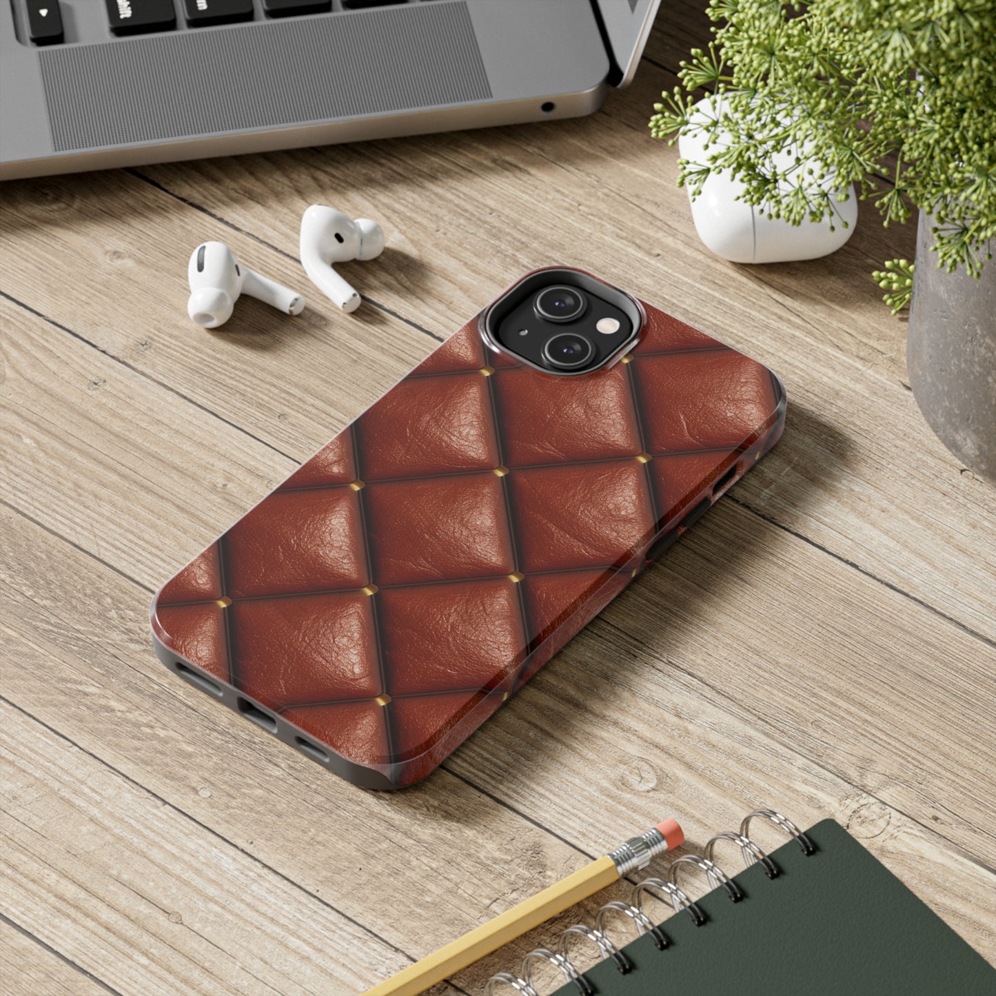 Brown Leather Cognac Pattern Rugged Durable Design Style - Tough Phone Cases