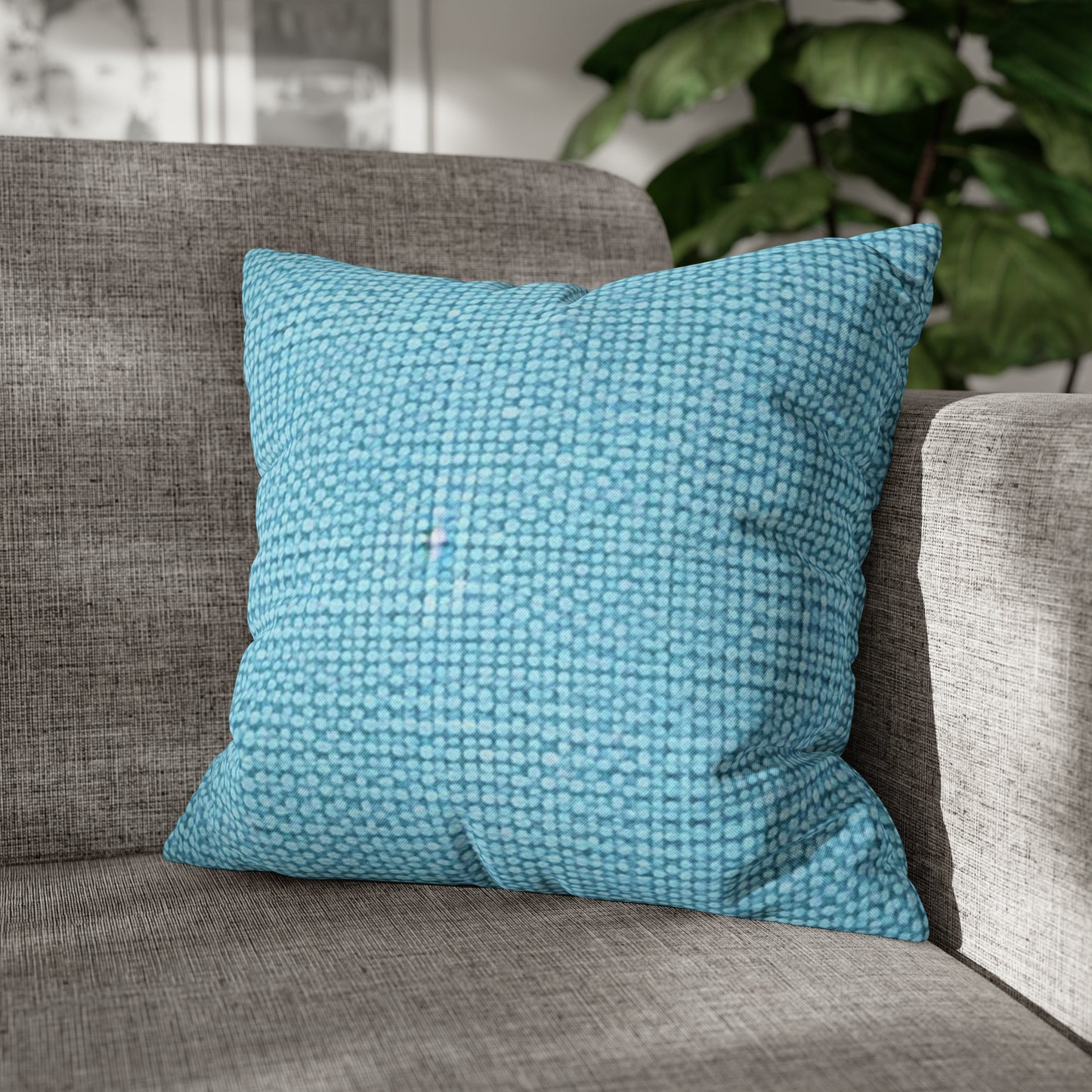 Bright Aqua Teal: Denim-Inspired Refreshing Blue Summer Fabric - Spun Polyester Square Pillow Case