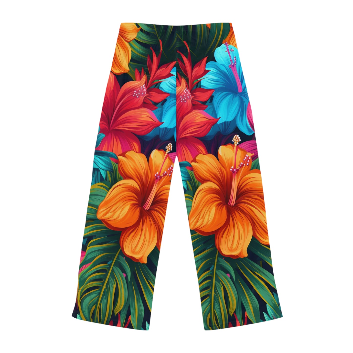 Pantalones de pijama para mujer con diseño de estampado floral tropical de inspiración hawaiana (AOP) 