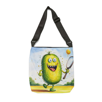 Pickleball Sport: Athletic Pickle Playing Game with Net and Paddle - Adjustable Tote Bag (AOP)