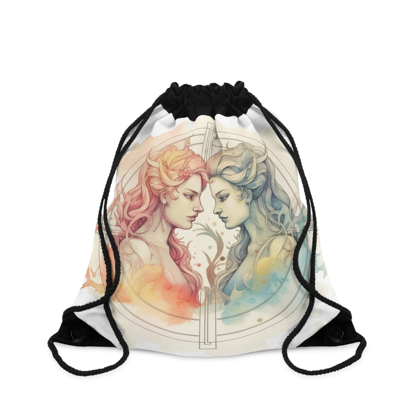 Pastel Gemini Astrology Art - Twins Symbol, Light Color - Drawstring Bag