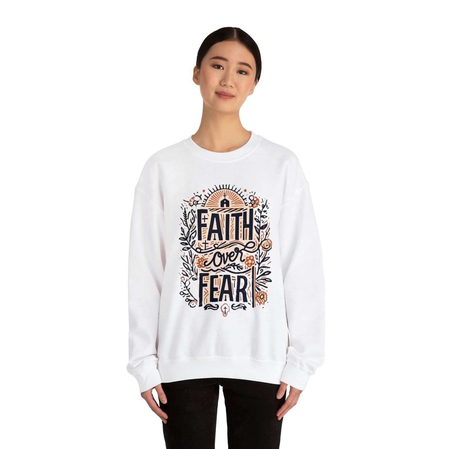 Christain Faith Over Fear - Unisex Heavy Blend™ Crewneck Sweatshirt