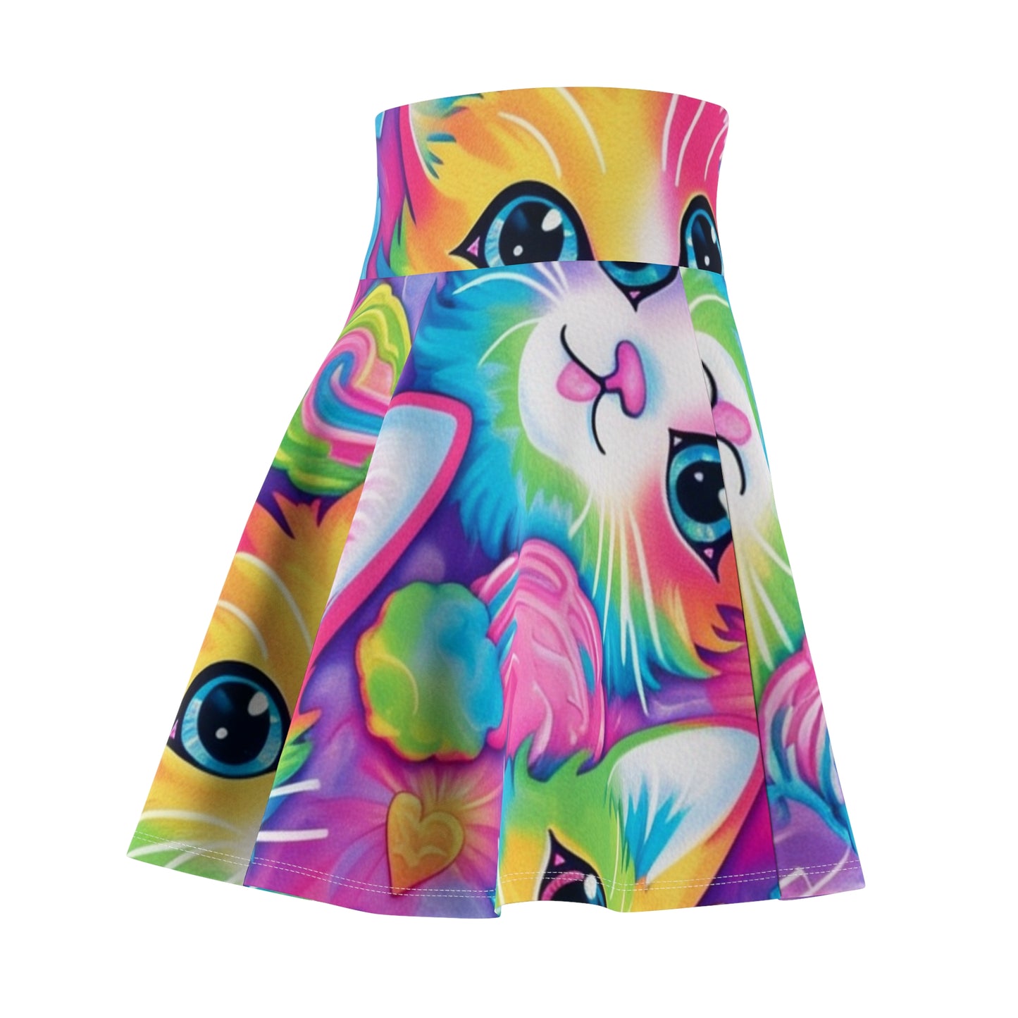 Happy Kitten & Cat Design - Vivid, Colorful & Eye-Catching - Women's Skater Skirt (AOP)