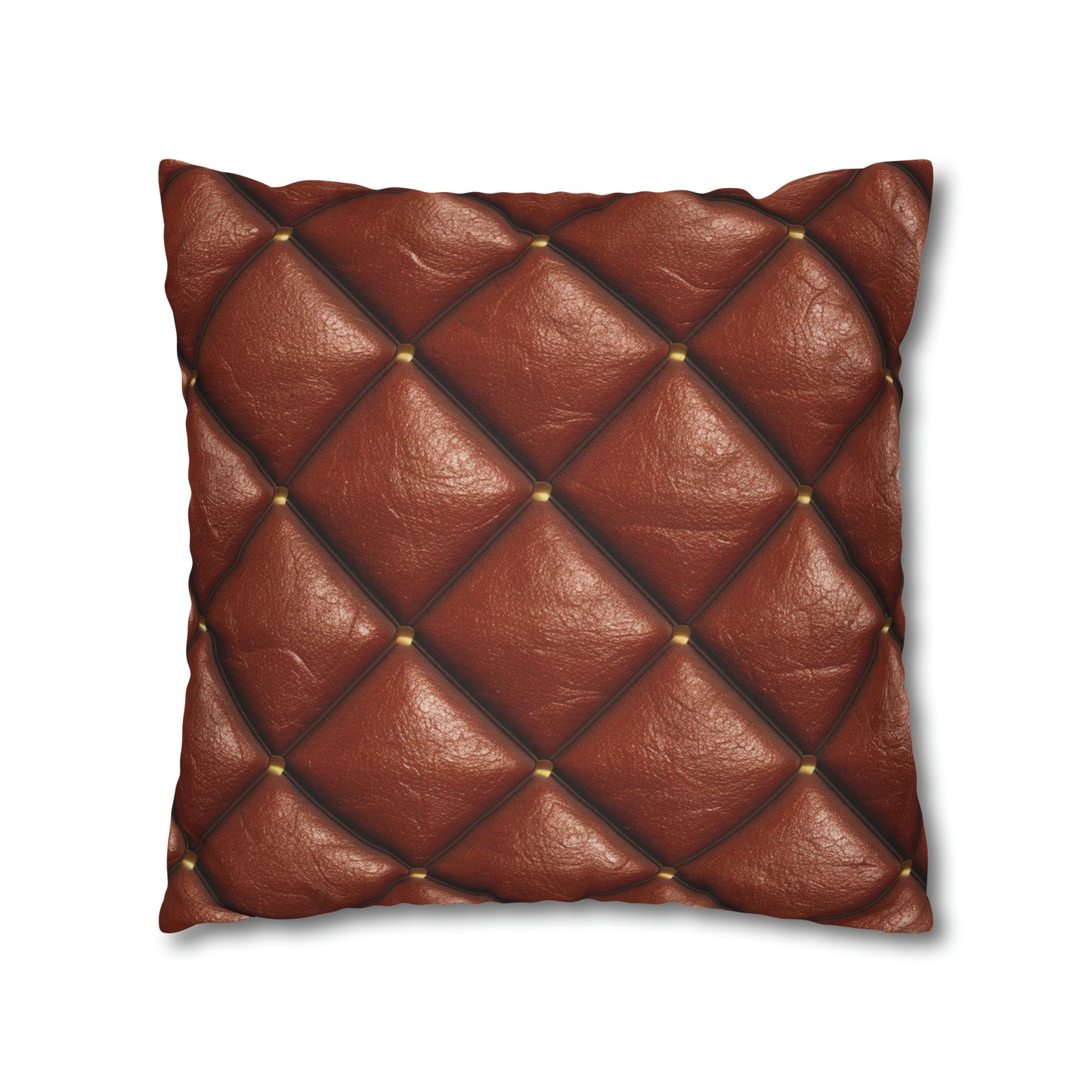 Brown Leather Cognac Pattern Rugged Durable Design Style - Spun Polyester Square Pillow Case