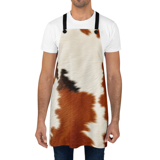 Hair Cowhide Leather Natural Design Tough Durable Rugged Style - Apron (AOP)