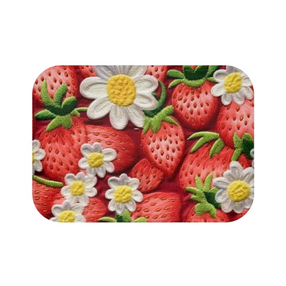 Diseño de bordado de fresas y fresas - Fruta dulce de frutos rojos frescos - Alfombra de baño