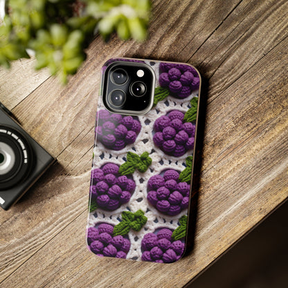 Crochet Grapes Pattern - Granny Square Design - Fresh Fruit Pick - Orchard Purple Snack Food - Tough Phone Cases