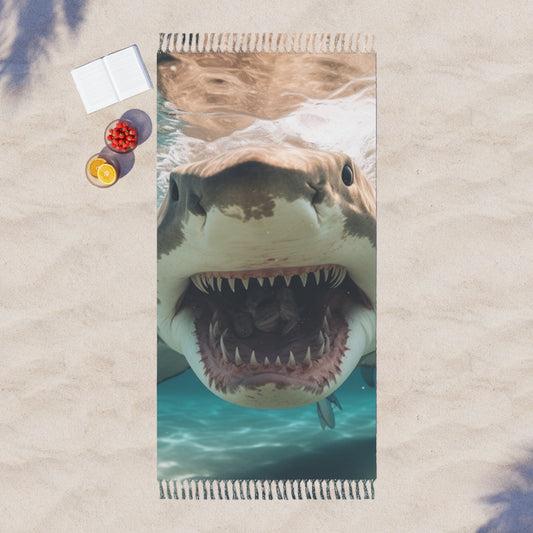 Bull Shark: River Monster Menace - Realistic Dark Water Predator - Boho Beach Cloth