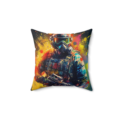 Paintball Game Sport: Professional Action Shot Target Player - Spun Polyester Square Pillow