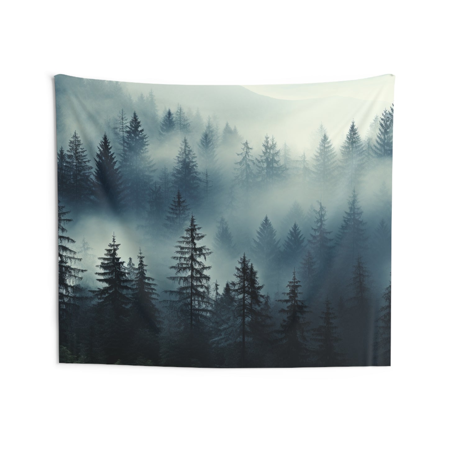 Foggy Forest Tapestry, Pine Tree Landscape Wall Hanging, Nature View Misty Mountain Home Decor for Living Room, Bedroom - Indoor Wall Tapestries