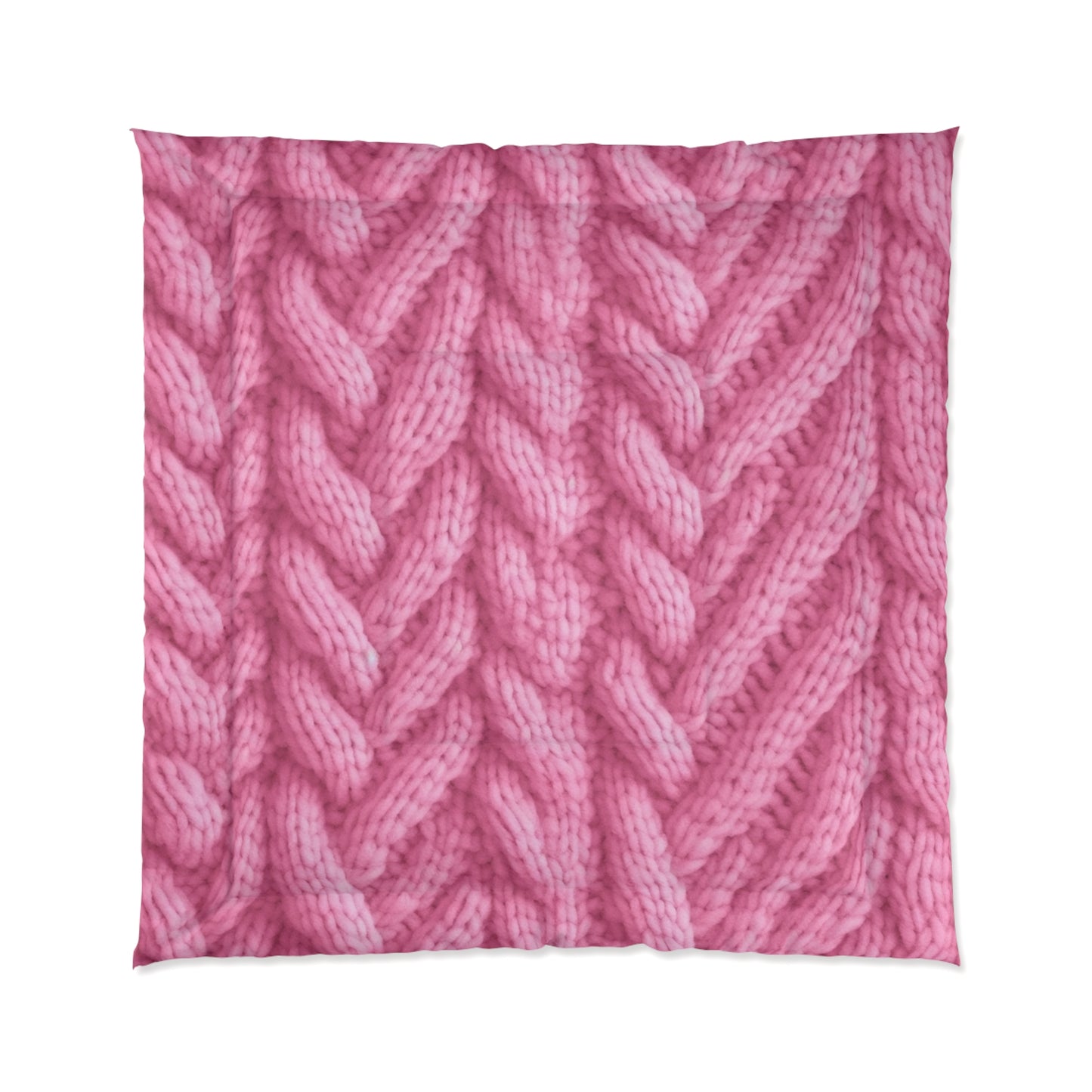 Blush Knit: Soft Hot Pink Palette Textured Fabric Design - Bed Comforter