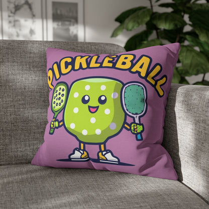 Pickleball Anime kawaii - Gráfico de dibujos animados - Personaje deportivo - Funda de almohada cuadrada de poliéster hilado 