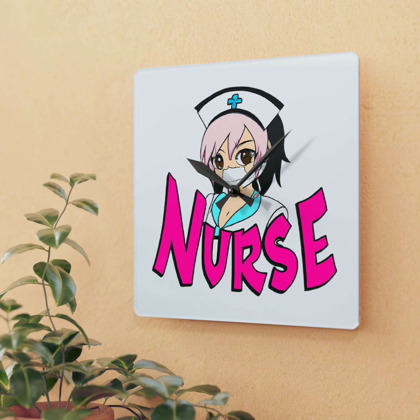 Nurse Kawaii Anime Acrylic Wall Clock