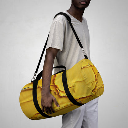 Banana Yellow Lemon: Bold Distressed, Denim-Inspired Fabric - Duffel Bag