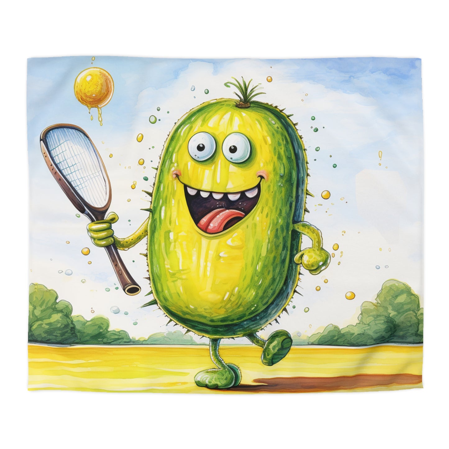 Pickleball Sport: Juego atlético de pepinillos con red y paleta - Funda nórdica de microfibra 