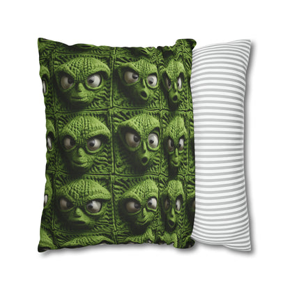 Alien Granny Square Crochet - Galacitc Space Sci fi Fantasy Theme - Spun Polyester Square Pillow Case