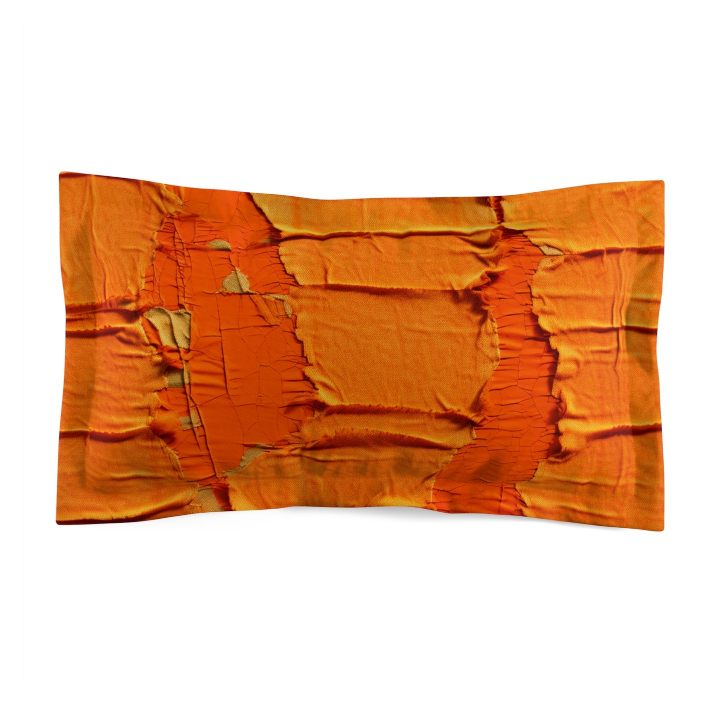 Fiery Citrus Orange: Edgy Distressed, Denim-Inspired Fabric - Microfiber Pillow Sham