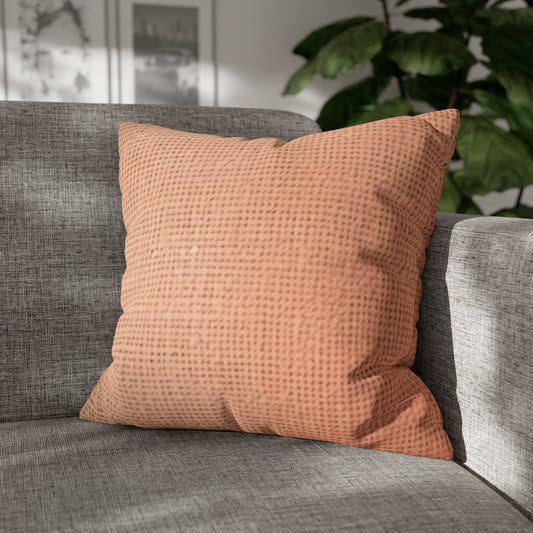 Soft Pink-Orange Peach: Denim-Inspired, Lush Fabric - Spun Polyester Square Pillow Case