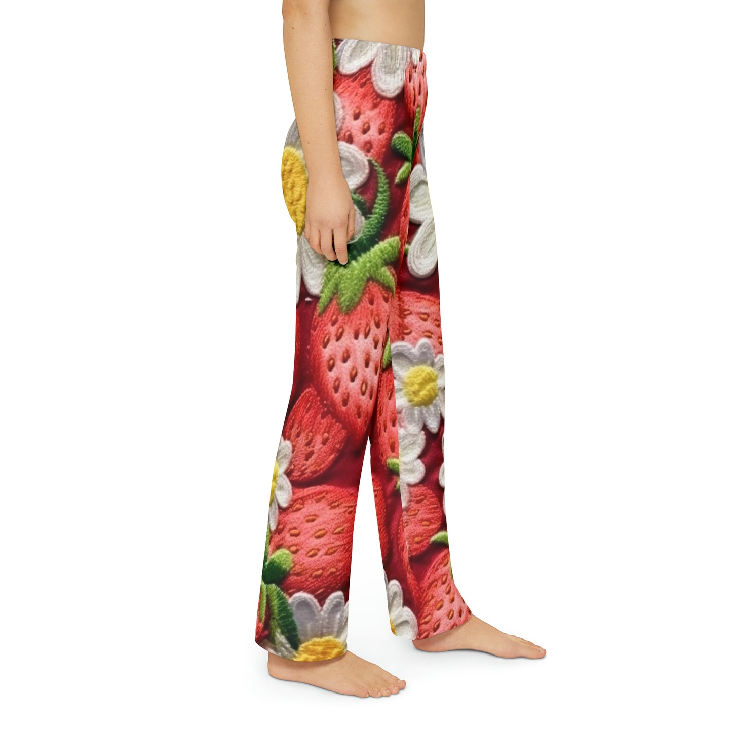 Strawberry Strawberries Embroidery Design - Fresh Pick Red Berry Sweet Fruit - Kids Pajama Pants (AOP)