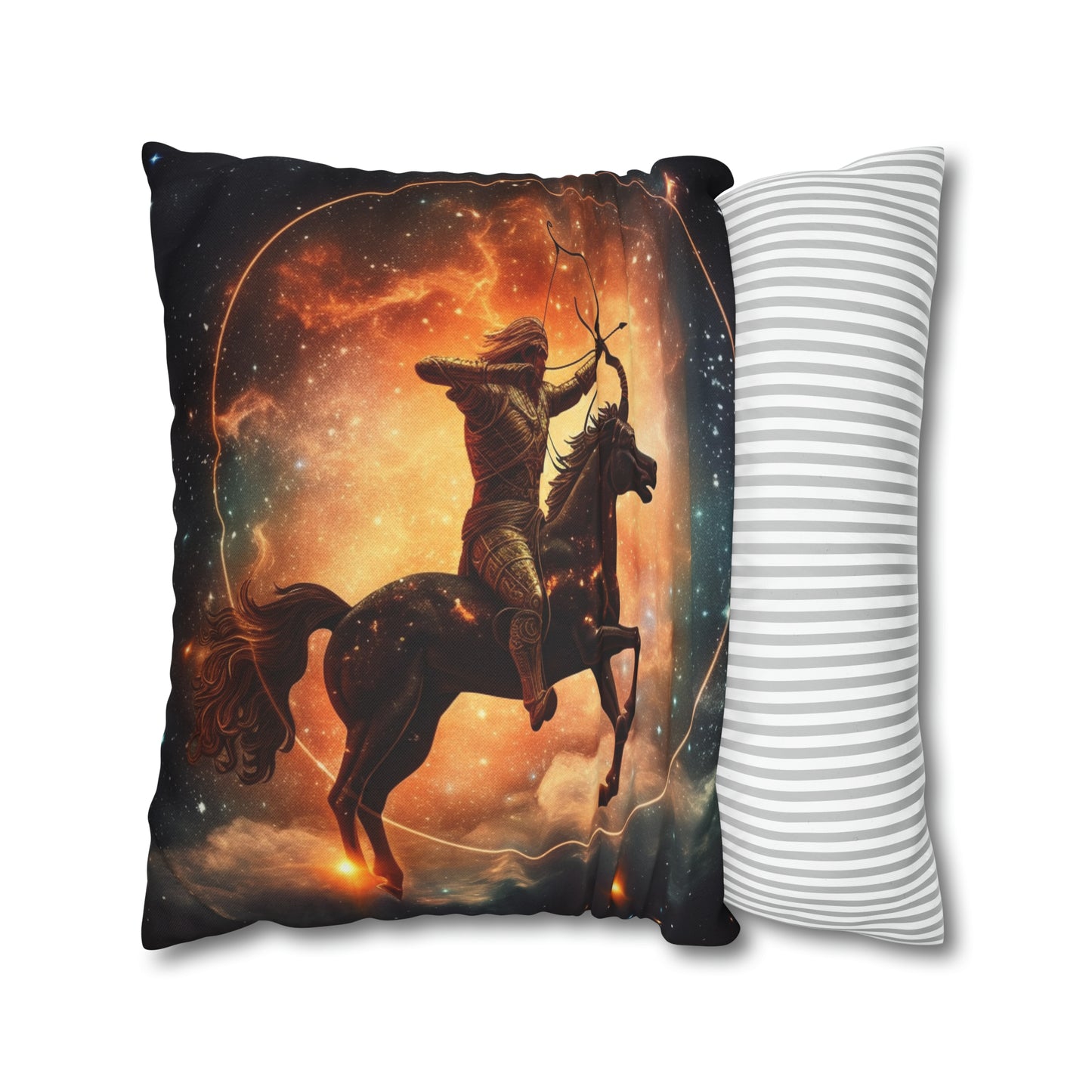 Sagittarius Constellation Totem - Archer in Action Zodiac Symbol - Spun Polyester Square Pillow Case