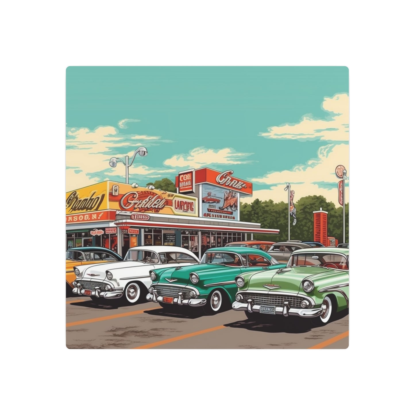 1950s Classic Car Collection Retro Artwork - Metal Art Sign