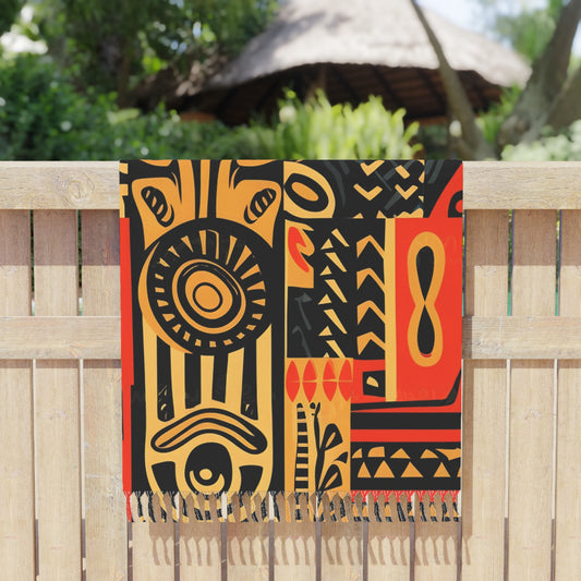 Tribal Art-Inspired Abstract Symbols, Heritage - Boho Beach Cloth