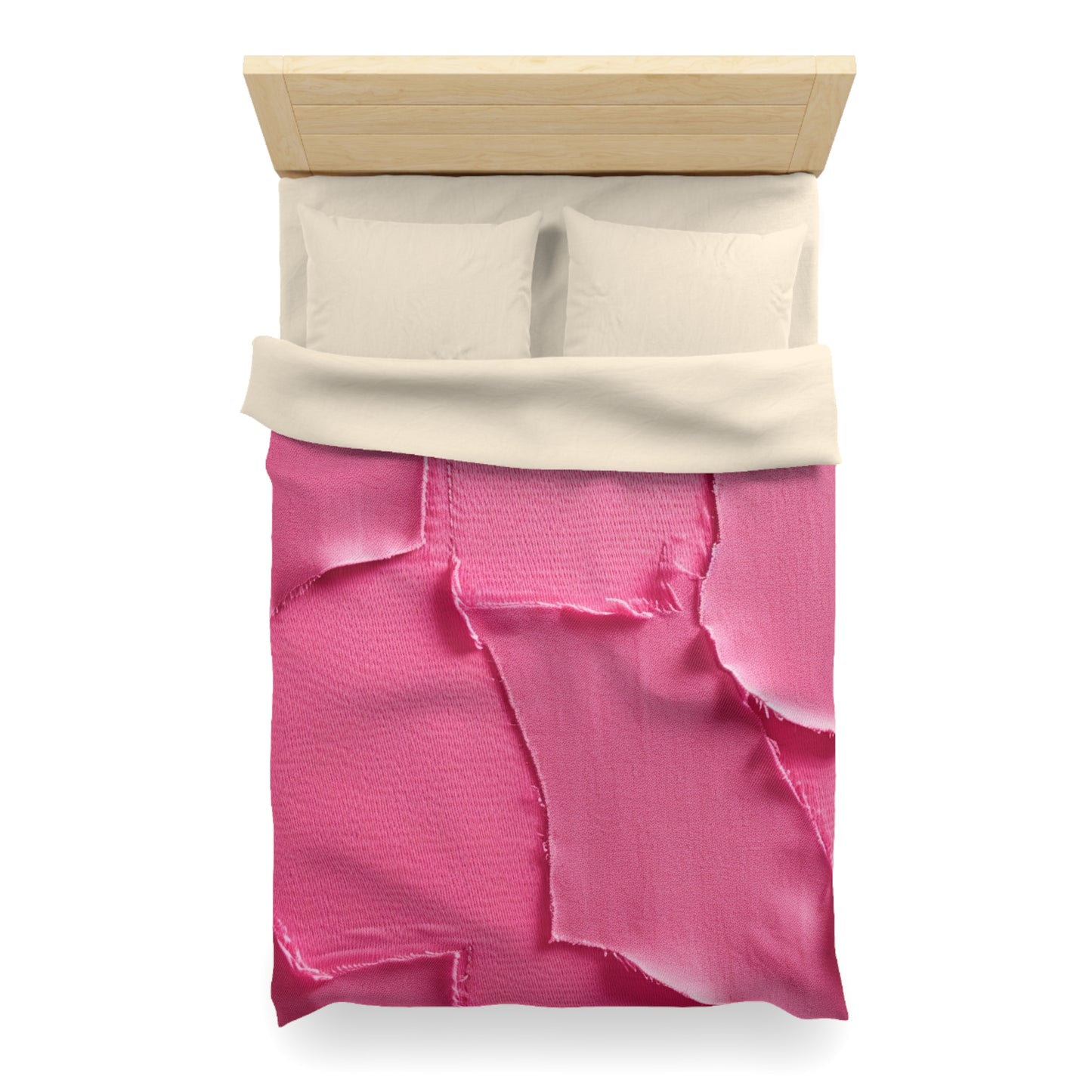 Distressed Neon Pink: Edgy, Ripped Denim-Inspired Doll Fabric - Microfiber Duvet Cover