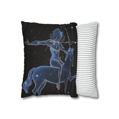 Sagittarius Zodiac in Starlit Universe - Fluorescent Colors - Spun Polyester Square Pillow Case