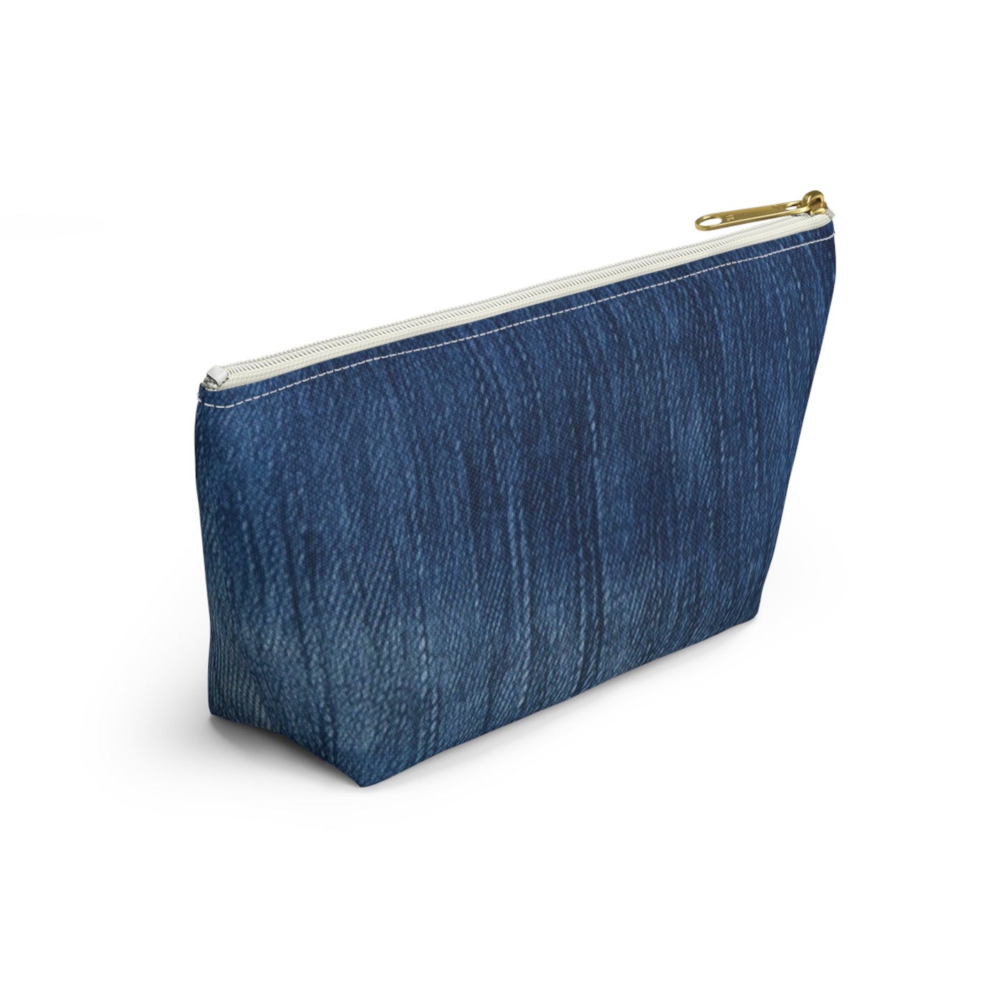 Indigo Splash: Washed Denim Reverie in Deep Blue - Accessory Pouch w T-bottom