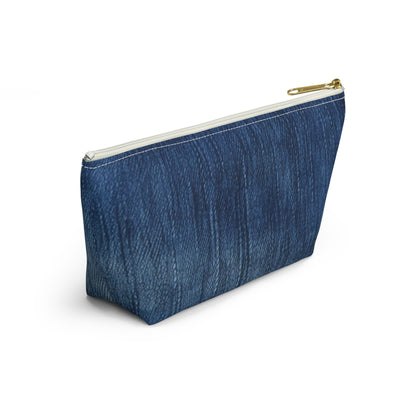 Indigo Splash: Washed Denim Reverie in Deep Blue - Accessory Pouch w T-bottom