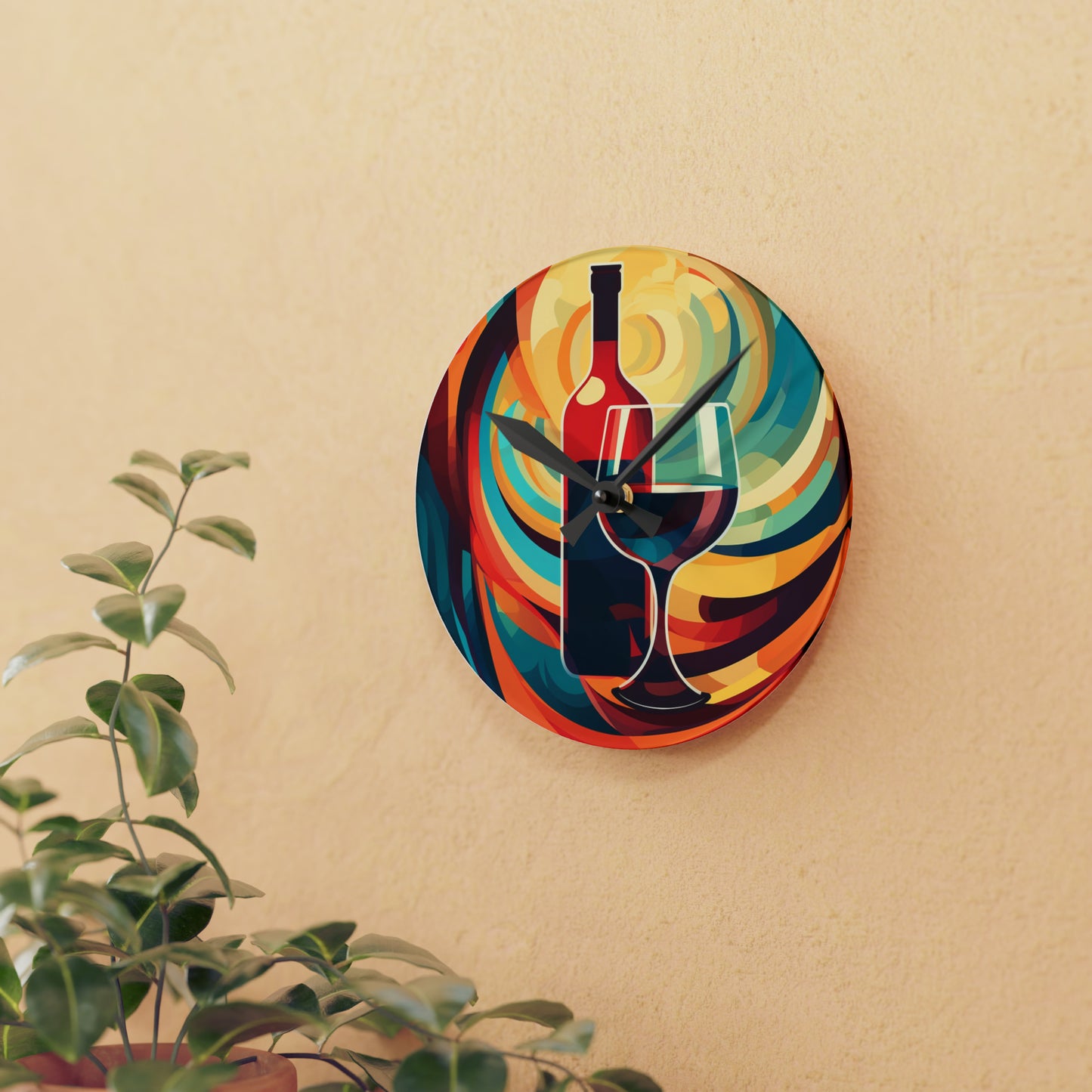 Wine Acrylic Wall Clock