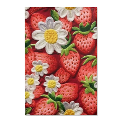 Strawberry Strawberries Embroidery Design - Fresh Pick Red Berry Sweet Fruit - Area Rugs