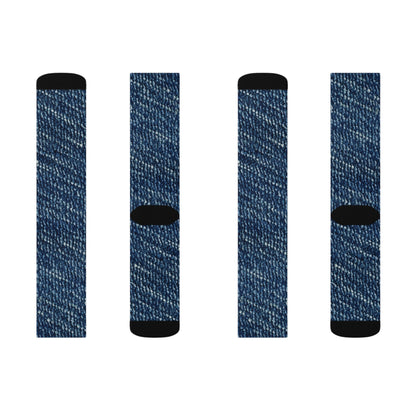 Denim-Inspired Design - Distinct Textured Fabric Pattern - Sublimation Socks