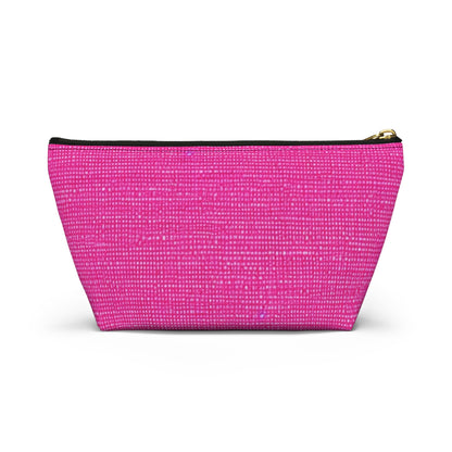 Hot Neon Pink Doll Like: Denim-Inspired, Bold & Bright Fabric - Accessory Pouch w T-bottom