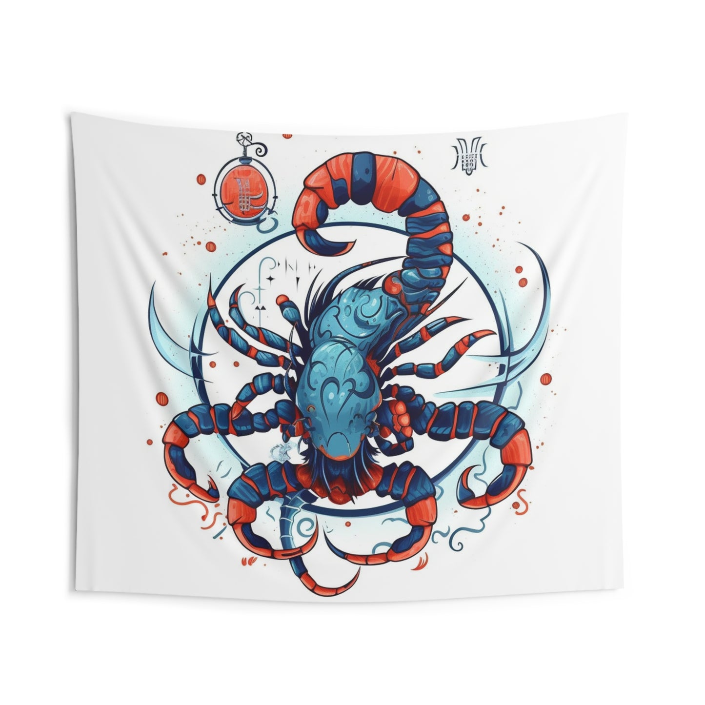 Cute Scorpio Zodiac Sign - Big Claws, Long Tail Cosmic Astrology Symbol - Indoor Wall Tapestries