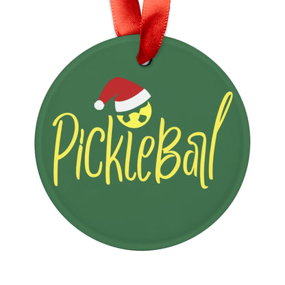 Pickleball Santa Christmas - Acrylic Ornament with Ribbon