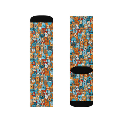 Cute Cartoon Dogs Whimsical Pattern Design Sublimation Socks