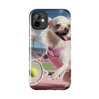 Chihuahua Tennis Ace: Dog Pink Outfit, Court Atheletic Sport Game - Tough Phone Cases