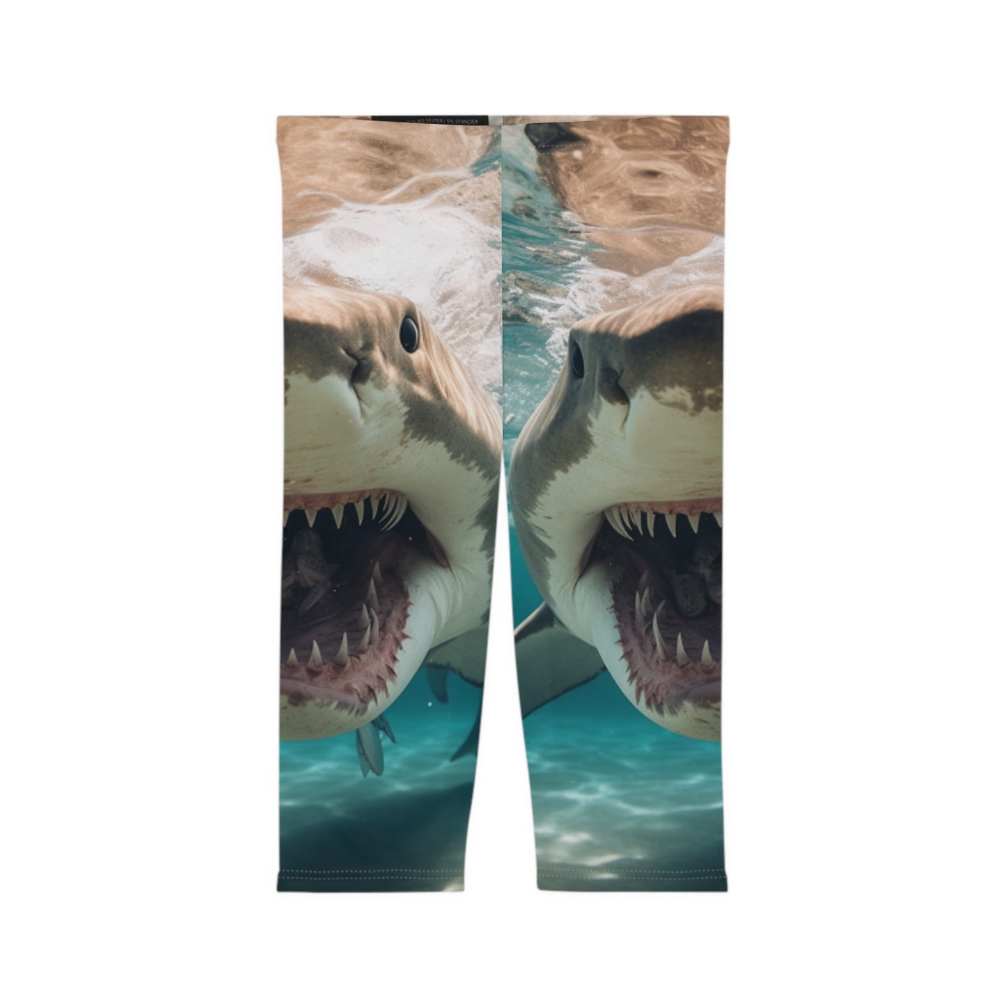 Bull Shark: River Monster Menace - Realistic Dark Water Predator - Women’s Capri Leggings (AOP)