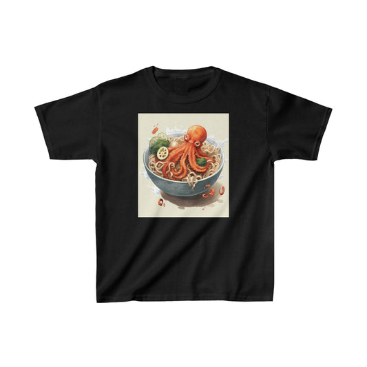 Ramen Octopus Bowl Anime Japanese Traditional Style - Kids Heavy Cotton™ Tee