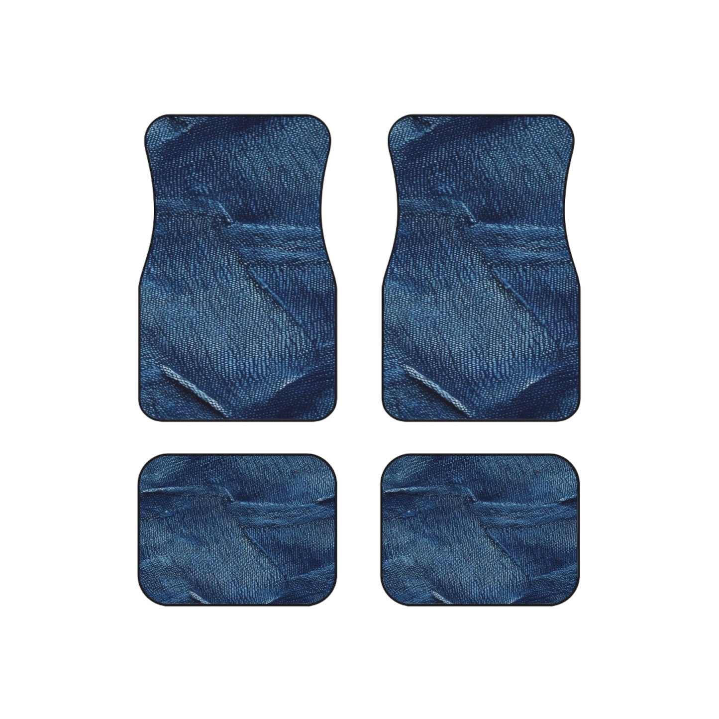 Dark Blue: Distressed Denim-Inspired Fabric Design - Car Mats (Set of 4)