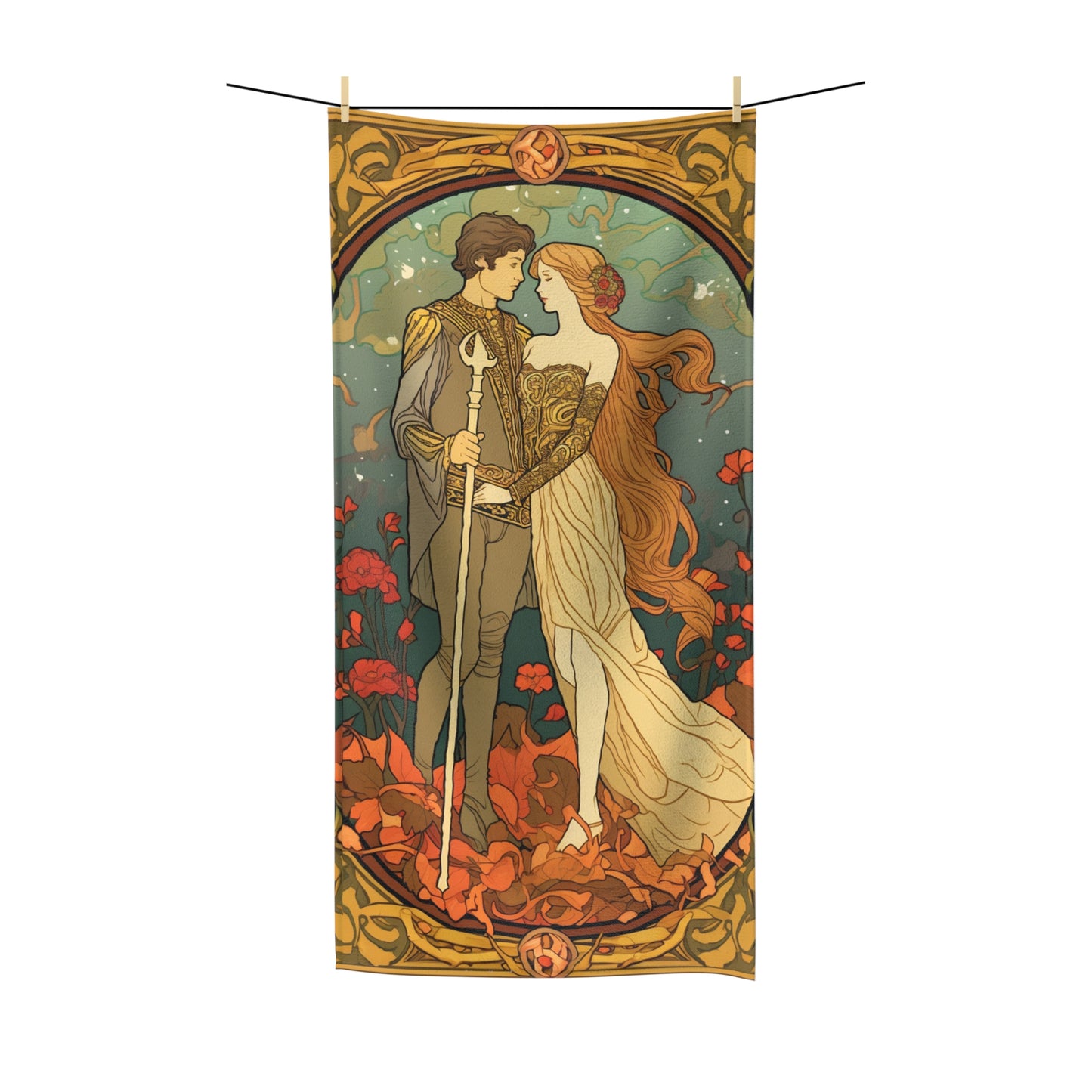 Lovers Tarot Card - Detailed Reading Symbolism, Full-Color Illustration - Polycotton Towel